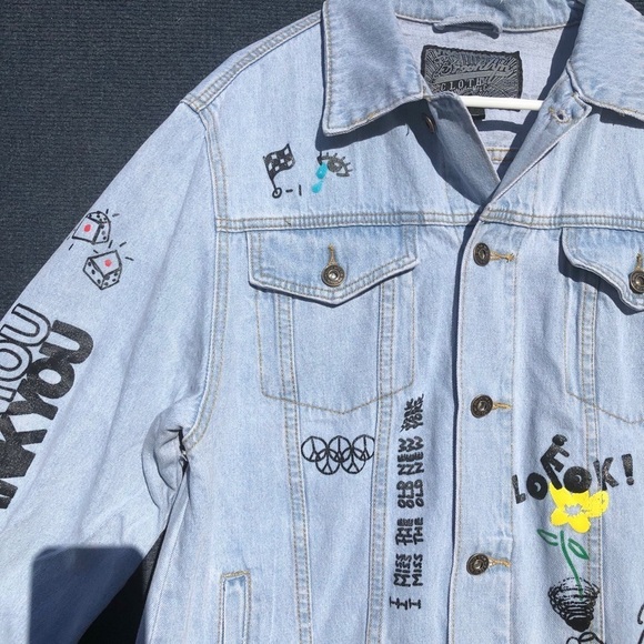 Brooklyn Cloth graphic Artisan oversized denim jacket New L - Picture 6 of 14